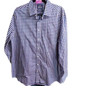 Stafford Travel Easy-Care Broadcloth Plaid Shirt Size 16 1/2 34-35 Regular Fit
